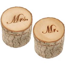 Boîte à Bagues en Bois 2 pcs Boîte de Bague Anneau Alliance Mariage Ecrin en Bois pour Mariage Proposition Fiançailles Cadeaux Créatifs Boîte à