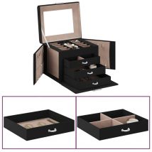 Boîte à bijoux 4 niveaux miroir verrouillable noir