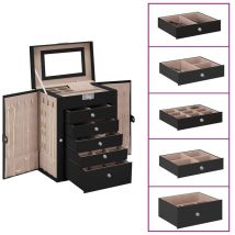 Torana - Boîte à bijoux 6 niveaux avec miroir verrouillable noir