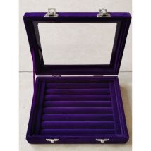 Boîte à bijoux à 8 emplacements, bague, boucles d'oreilles, collier, organisateur(Violet)