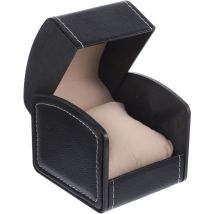 Boîte à bijoux carrée en cuir pu pour montres, bracelets, montres, boîte à bijoux en cuir (noir)
