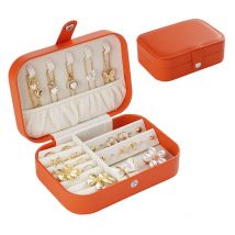 Cyslmuk - Boîte à bijoux de voyage, boîte à bijoux portable avec miroir, boîte à bijoux pour colliers, bracelets, bagues, boucles d'oreilles, orange