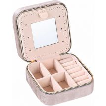 Boîte à bijoux de voyage, mini étui à bijoux de voyage, petite boîte de rangement de bijoux de voyage portable avec miroir pour femmes filles, 3