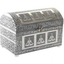 Boîte à bijoux Dkd Home Decor argent vert bois aluminium 25 x 15 x 18 cm