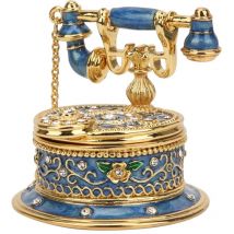 Feiyue - Boîte à bijoux en alliage de zinc de style téléphone rétro, décoration artisanale en émail vintage, boîte à bijoux émaillée de style