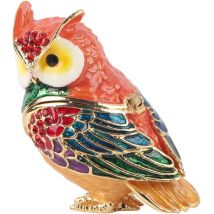 Feiyue - Boîte à bijoux en cristal en forme de hibou, boîte à bijoux portable à collectionner, boîte à bibelots pour animaux, bagues, boucles
