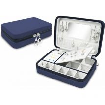 Boîte à bijoux en cuir pu pour femme (bleu marine) Fei Yu