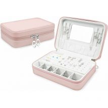 Boîte à bijoux en cuir pu pour femme (rose) Fei Yu