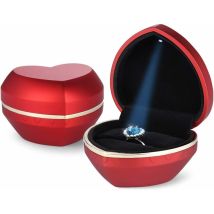 Boîte à bijoux en forme de cœur (Boîte à bague unique, rouge foncé) Fei Yu