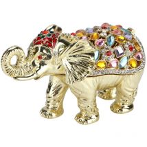 Feiyue - Boîte à bijoux en forme d'éléphant avec strass et figurines d'animaux pour femmes et filles