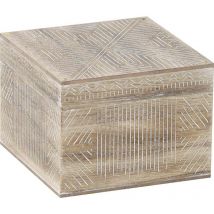 Boite a bijoux en mdf gravee - naturel blanchi Tendance