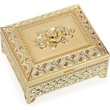 Boîte à bijoux en métal gravée de roses, porte-bijoux, boucles d'oreilles, bagues, boîte de rangement pour bijoux, souvenir
