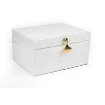 Boîte à bijoux en verre blanc/doré