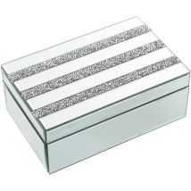 Boîte à bijoux en verre miroir avec diamants 22x14x9 cm