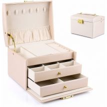 Boite a Bijoux Femme Fille(Rose Nude), Boîte à Bijoux Coffret à Bijoux Rangement Bijoux Organisateur pour Bagues Bracelets Boucles d'oreilles Montres