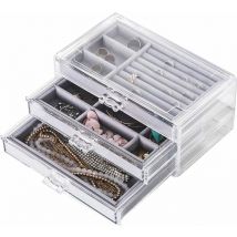 Boîte à bijoux, organisateur de bijoux à 3 niveaux, organisateur de bijoux pour femmes filles pour bagues, boucles d'oreilles, cadeaux de collier