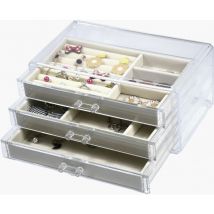 Boîte à bijoux, organisateur de bijoux à 3 niveaux, organisateur de bijoux pour femmes filles pour bagues, boucles d'oreilles, cadeaux de collier