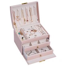 Cyslmuk - Boîte à bijoux pour femmes et filles (rose), boîte à bijoux, boîte à bijoux, boîte de rangement pour bagues, bracelets, boucles d'oreilles,