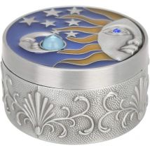 Boîte à bijoux ronde, motif rétro étoile et lune, petite boîte de rangement décorative avec couvercle