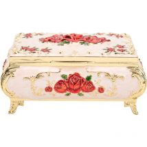 Boîte à bijoux vintage rectangulaire en métal vintage, boîte de rangement de bijoux décorative, boîte cadeau pour femmes et filles