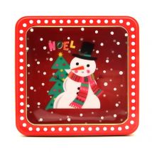 Boîte à biscuits de Noël Boîte à bonbons en fer blanc Boîte-cadeau en métal de Noël Boîte à dragées de fête de Noël
