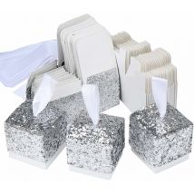Fei Yu - Boîte à bonbons en papier pœilleté, Boîte cadeau à pœillettes pour mariage, Boîte cadeau pour fête créative en papier-Argenté 25 pièces