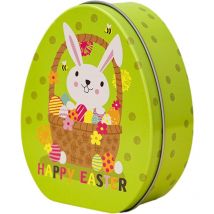 Boîte à bonbons motif lapin de dessin animé Happy Easter Treat Box Easter Bunny Candy Box Portable Iron Art Biscuit Cookie Box Kids Gift Box Easter