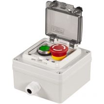 Gotrays - Boîte à boutons-poussoirs Ip67 avec bouton-poussoir d'arrêt d'urgence, bouton-poussoir vert avec couvercle de protection, interrupteur de