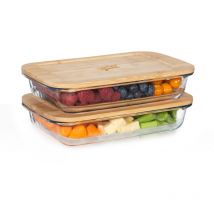 Boîte à charcuterie avec couvercle 1 litre Set de 2 verres Bambou résistant à la chaleur