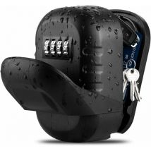 Boite à Clé Sécurisée, Grand Bote à Clefs Mural pour Intérieur Extérieur, Coffre à Clé avec Code Numérique à 4 Chiffres (Noir)