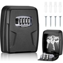 Boite a Clef avec Code Extérieur, Boite a Clefs Murale étanche en Alliage D'aluminium, Boite a Clefs Securisee Exterieur avec 4 Chiffres Code, Boite