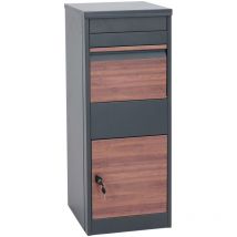 Boîte à colis boîte aux lettres sur pied acier galvanisé anthracite aspect bois foncé 040005913