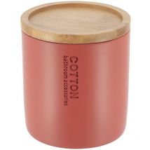 Tendance - Boite a coton polyresine couvercle bambou - terracotta bambou