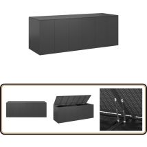 Boîte à coussins de jardin Résine tressée 291x100,5x104 cm Noir - Coffre De Jardin - Rangement Extérieur - Boîte à Coussins - Meuble De Jardin