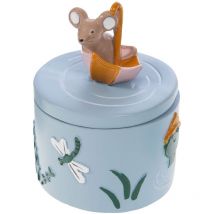 Boite à dents de lait Gris bleu en résine oiseau