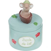 Boite à dents de lait Gris bleu en résine oiseau