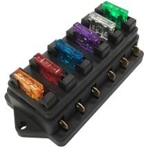 Boîte à fusibles à 6 voies avec bloc de fusibles à lame de circuit de moteur de voiture avec 6 fusibles standard