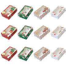 Boîte à gâteaux 12 pièces Boîtes à gâteaux en papier de Noël Boîtes à biscuits en carton Boîtes d'emballage de bonbons