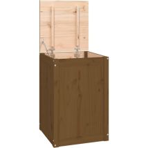 Helloshop26 - Boîte à linge 44 x 44 x 66 cm bois massif de pin marron miel