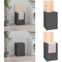 Boîte à linge Gris 44x44x66 cm Bois massif de pin - boîte à linge - boîtes à linge - Home & Living - Gris