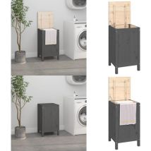 Vidaxl - Boîte à linge Gris 44x44x76 cm Bois massif de pin - boîte à linge - boîtes à linge - Home & Living - Gris