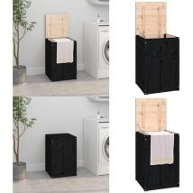 Boîte à linge Noir 44x44x66 cm Bois massif de pin - boîte à linge - boîtes à linge - Home & Living - Noir
