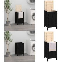 Boîte à linge Noir 44x44x76 cm Bois massif de pin - boîte à linge - boîtes à linge - Home & Living - Noir