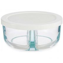 Lunch Box 2 compartiments White Transparent Glass (16 x 7.6 x 16 cm) - Pasabahce