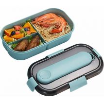 Boîte à Lunch 3 Compartiments et Couverts, Boîte à Bento étanches, Boîte Bento avec Couverts, Contenants Alimentaires avec Cuillère Fourchette,