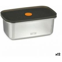 Quttin - Boîte à lunch hermétique rectangulaire en acier inoxydable 1 l (12 pcs.)