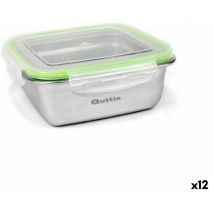 Quttin - Boîte à lunch hermétique carrée en acier inoxydable 400 ml 12 x 12 x 12 x 6 cm (12 pièces)