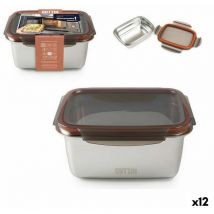 Quttin - Boîte à lunch rectangulaire hermétique rectangulaire acier inoxydable acier argenté 2.6 l (12 pcs.)