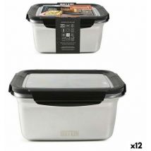 Quttin - Boîte à lunch rectangulaire hermétique rectangulaire acier inoxydable acier argenté 2.6 l (12 pcs.)