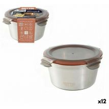 Quttin - Boîte à lunch hermétique ronde en acier inoxydable argenté (12 pièces)